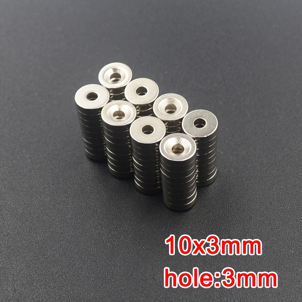10/20/50pcs 10*3 10x3mm Hole 3mm N35 Strong Ring Magnet D Countersunk Rare Earth Neodymium Magnets Permanent magnet 10x3-3