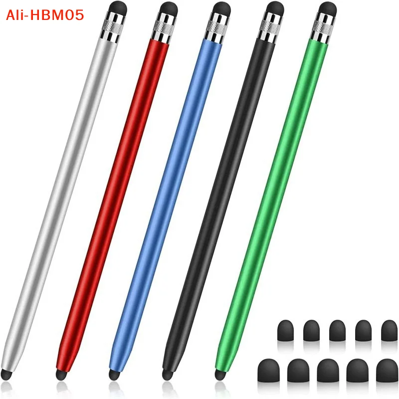 (HB05)14cm Universal Pencil Dual Silicon Head Touch Capacitive Screen Stylus Caneta Capacitiva Pen For pad Tablet Smartphone