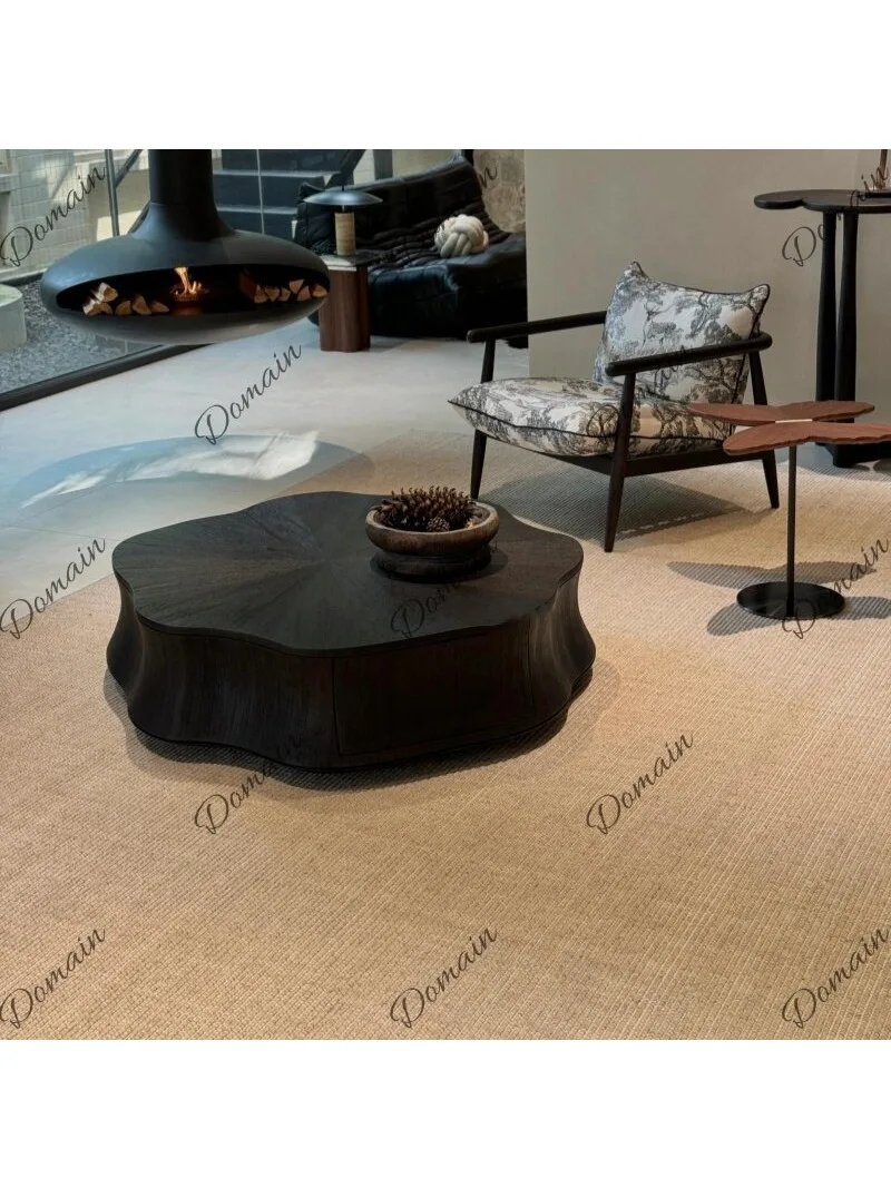 Lotus Water Lily Coffee Table Italian Minimalist Irregular Black Tea Table for Living Room Modern Simple Design