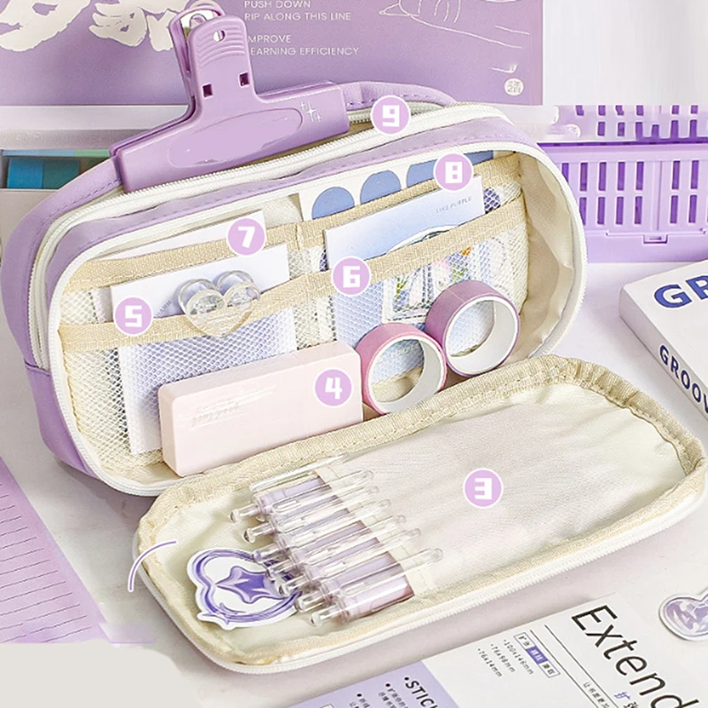 Модный простой пенал для студентов, милый креативный дизайн, однотонный органайзер для канцелярских принадлежностей, большая вместительная сумка для ручек, школьная сумка