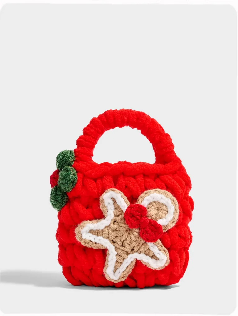 

Оригинальный пряничный милый вязаный мешок с подвеской и пряжкой, кошелек для монет, сумка для наушников, рождественский подарок