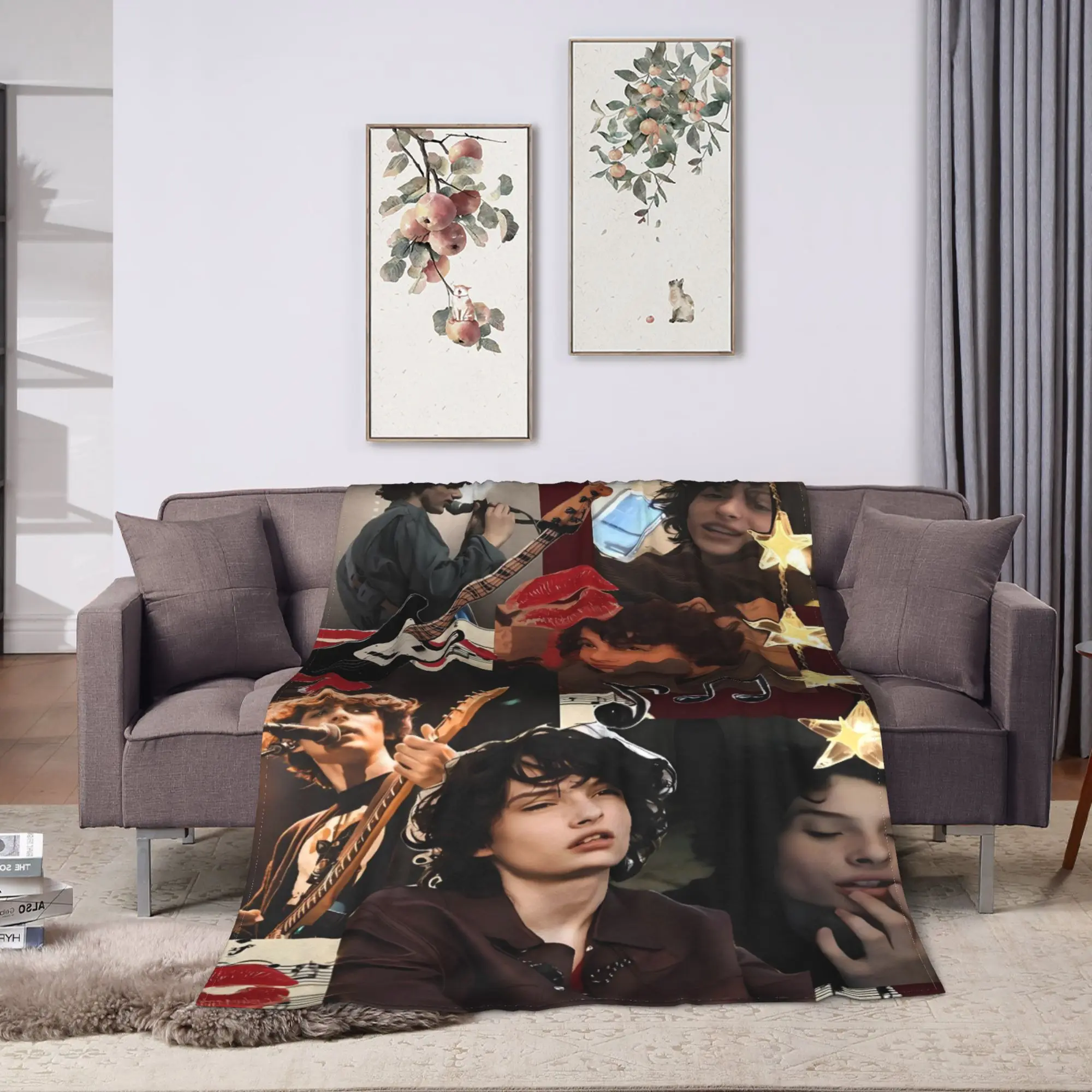 Finn Wolfhard Blanket  Warm Pattern Plush Throw Blanket For Boy Girl Outdoor Flannel Bedspread Bed Cover