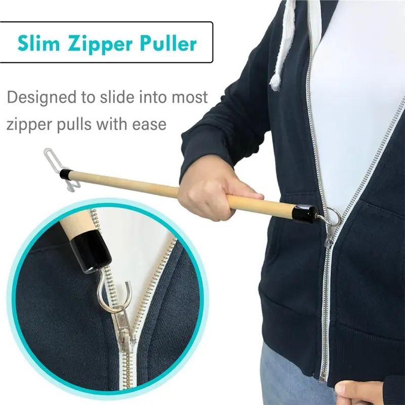 A21Q -27'' Dressing Stick, Long Dressing Stick For Elderly, Disabled, Limited Mobility - Daily Living Dressing Aid Stick
