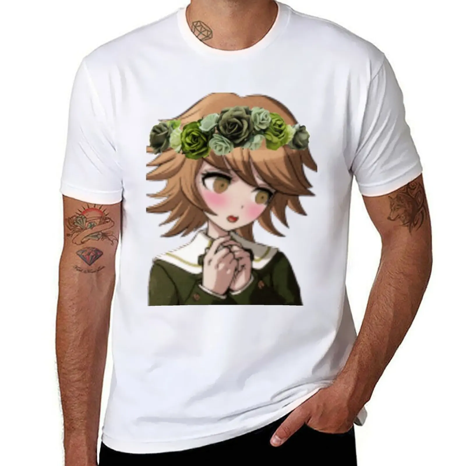 

Danganronpa Chihiro Fujisaki With Flower Crown T-Shirt Light Athletic Short Sleeve Tee Shirt