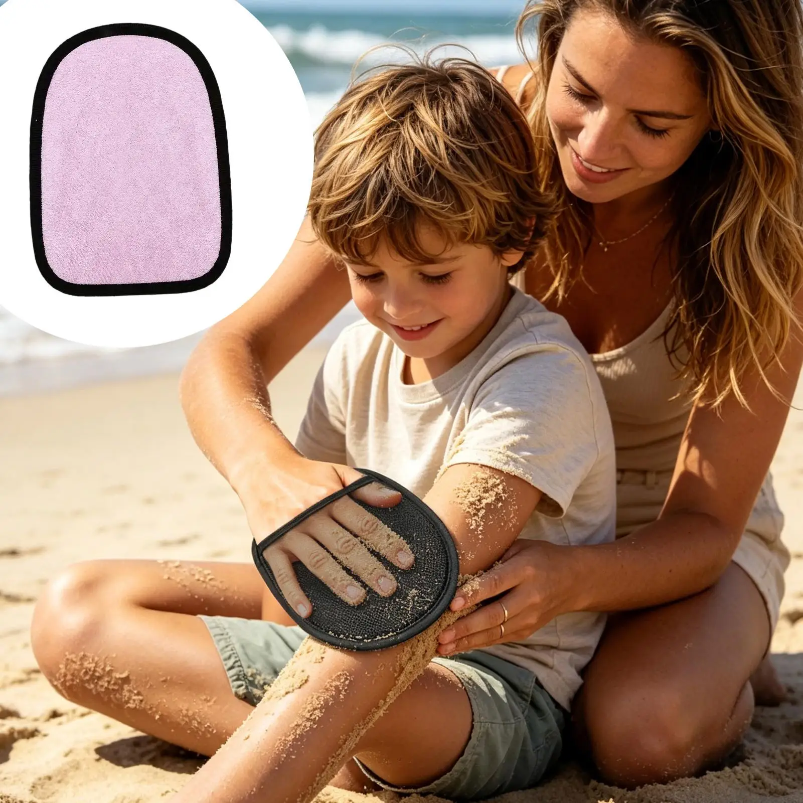 Sand Remover Mitt Soft Portable Absorbent Sand Cleaner Brush Wipe Beach Essential Tool for Travel Kids Adults Outdoor Summer