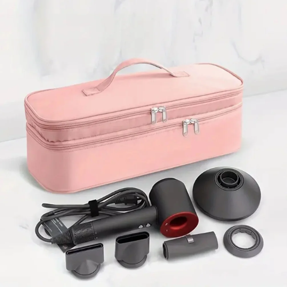

Portable large capacity hair dryer Curling iron storage bag Double layer women