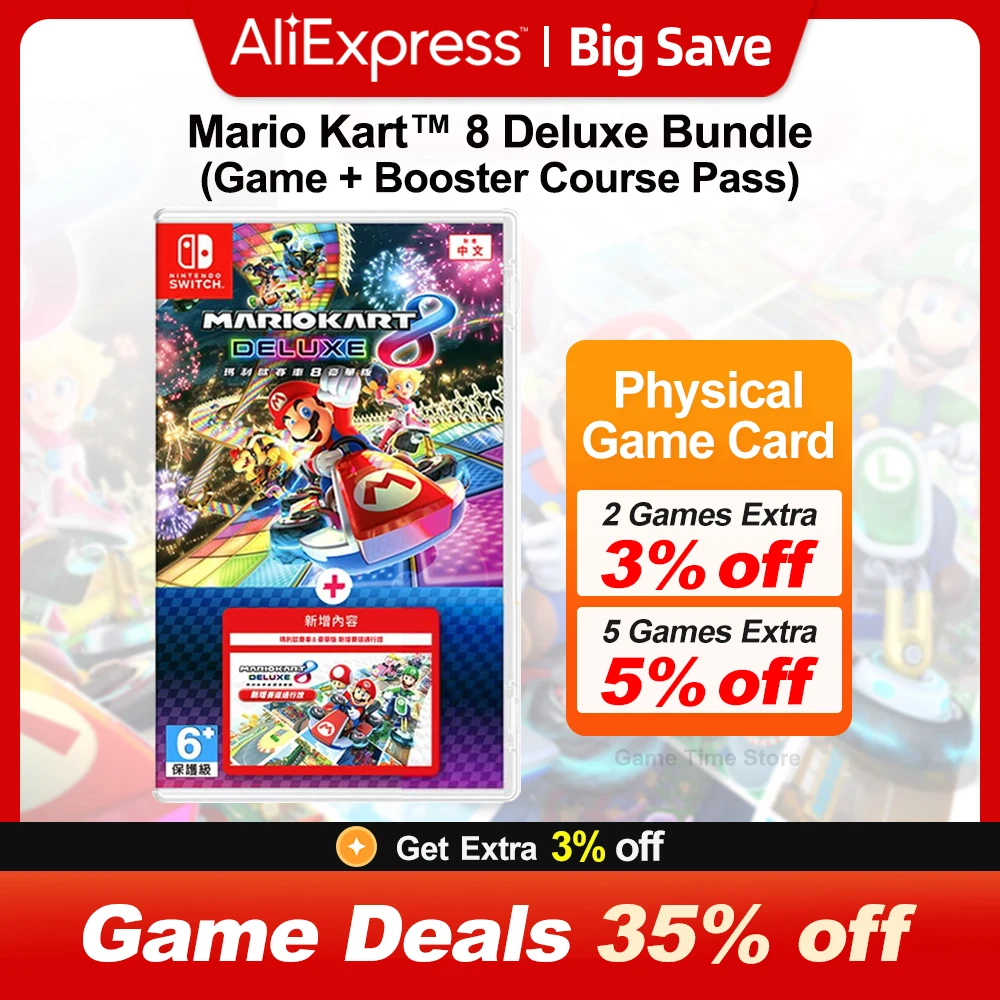 

Mario Kart 8 Deluxe Bundle (Game + Booster Course Pass) Nintendo Switch Game Deals Physical Game Card Racing Genre for Switch