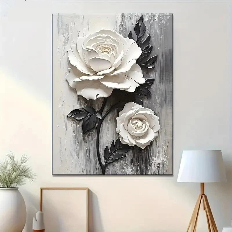 

Cream black and white style creative flower abstract poster bedroom guest background wall corridor home decoration art painting