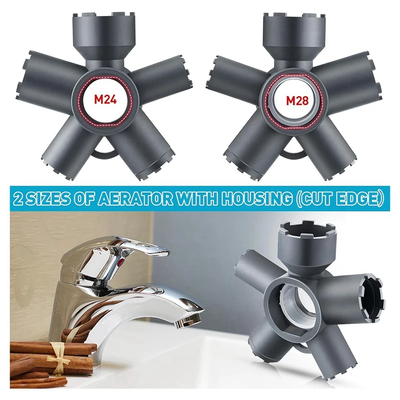10 In 1 Faucet Aerator เครื่องมือกําจัด Faucet Aerator Key สําหรับเกลียว Aerator/Aerator พร้อมที่อยู่อาศัยตัด Edge & Round