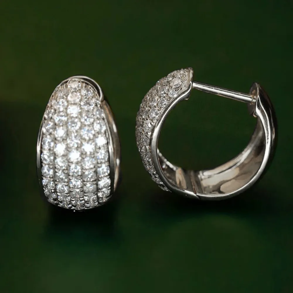 Luxury Exquisite Shiny Full Inlaid 5A Zircon Wide Version Hoop Earrings for Women Glamorous Evening Banquet Party Jewelry Gifts