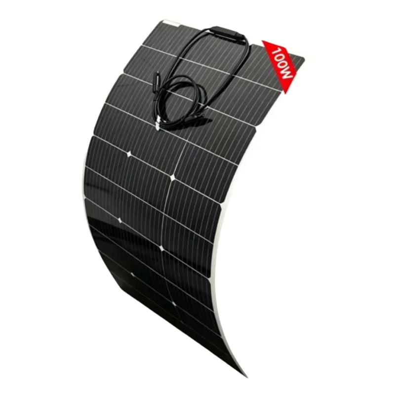 100W PET Flexibles Solarpanel 18V Solarmodule Tragbare PV-Modelle für 12V Batterieladung 1000W Heimsystem-Kits Wohnmobil Boot Camping Outdoor-Nutzung