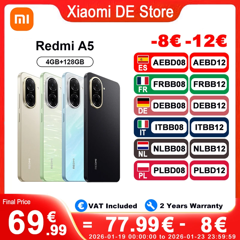 【Brand+】Globalna wersja Redmi A5 Procesor Unisoc T7250 Główny aparat 32MP Duży ekran 6,88 cala Obsługuje szybkie ładowanie 15W