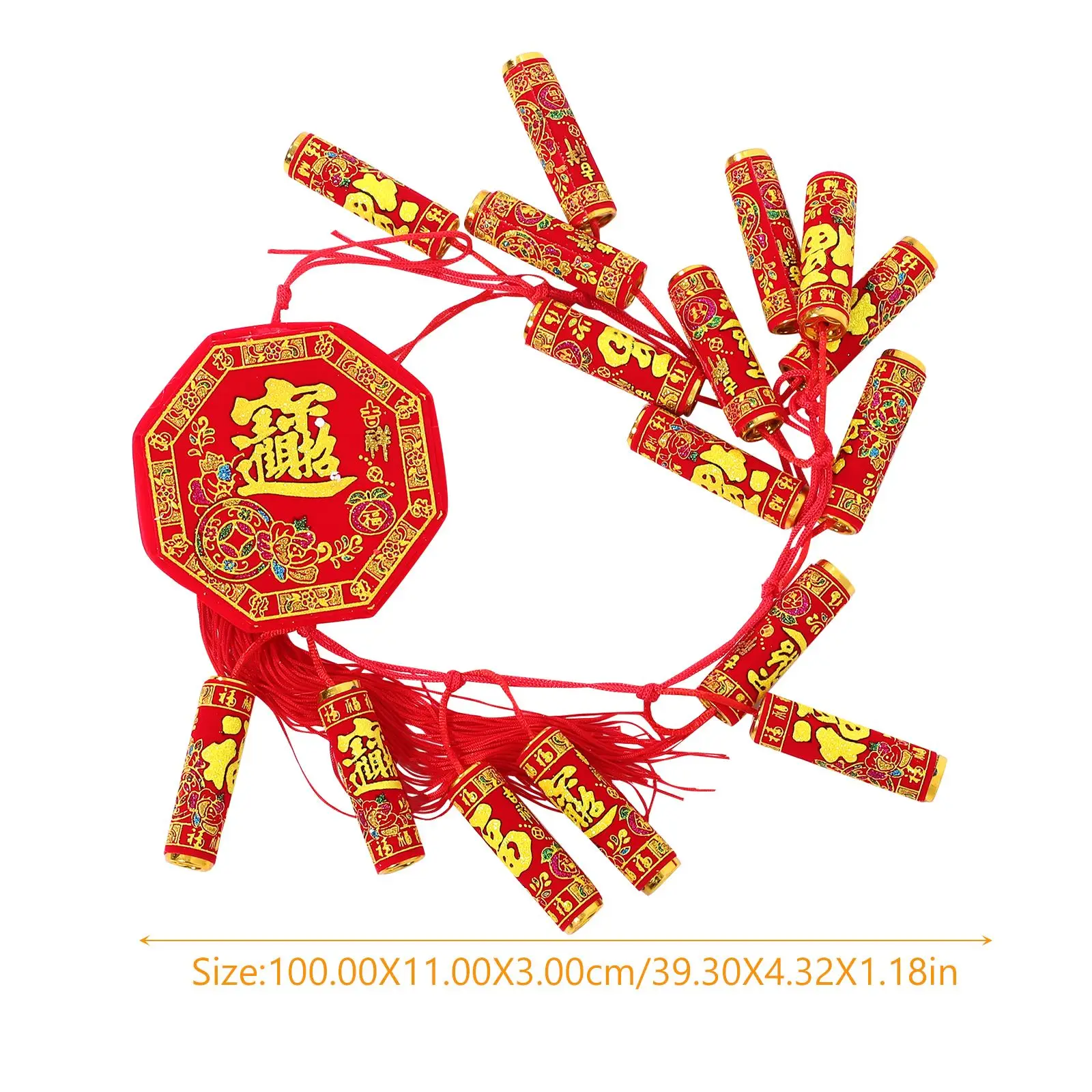 Chinese New Year Hanging Decoration LED Decor Spring Festival Firecrackers Red Peppers String Artistic Metal Sign For Festive