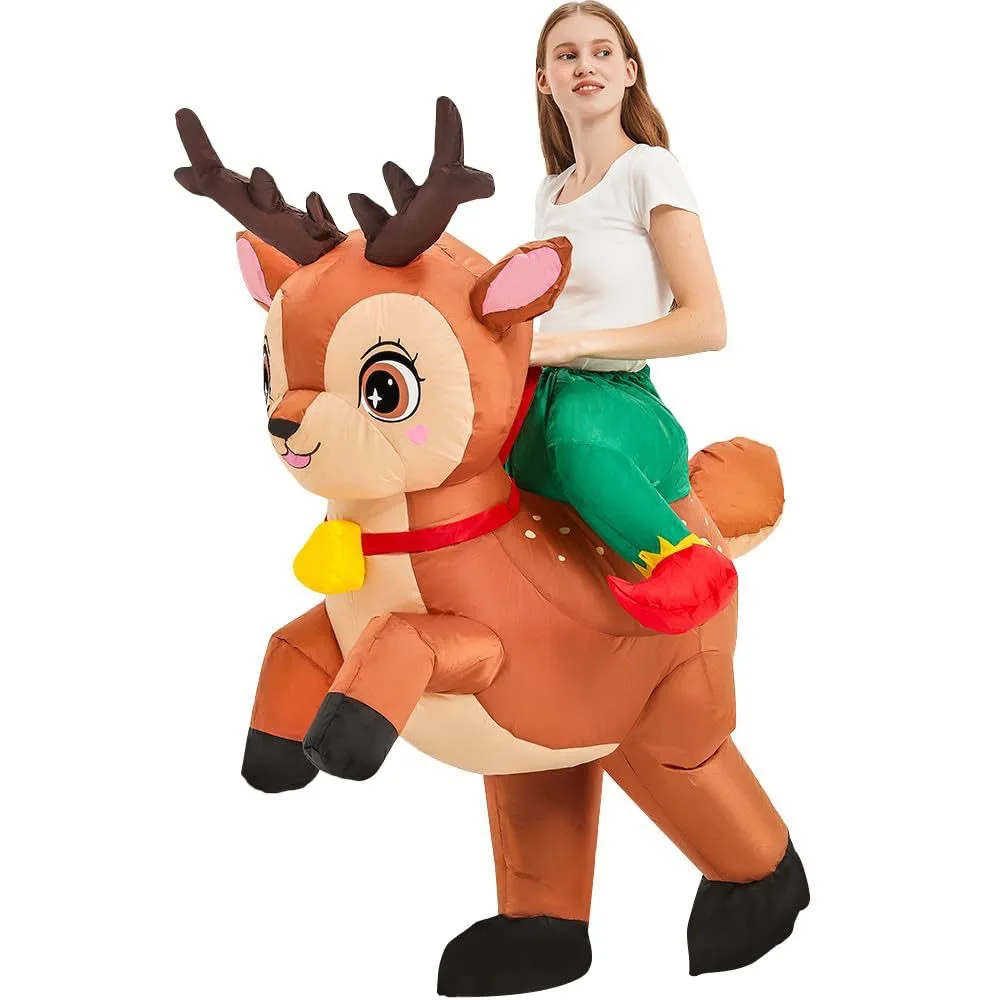 Christmas Inflatable Riding ELK Cosplay Air Blow-up Suit Adult Halloween Party Costumes