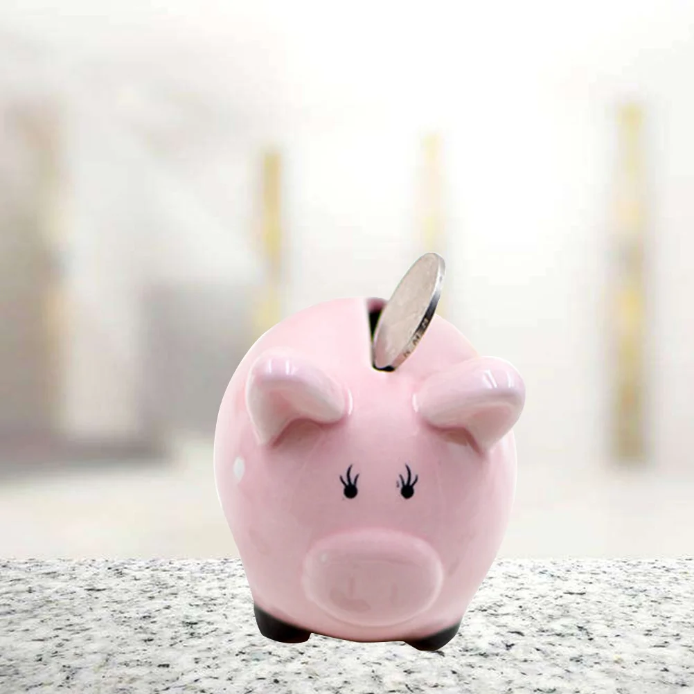 

Cartoon Piggy Coin Bank Ceramic Blue Random Pig Feet Color Coin Storage Container Small Change Organizer for Kids Toddlers
