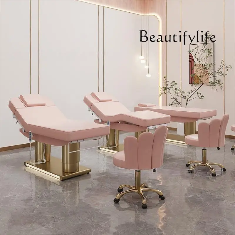 Golden Stainless Steel Electric Beauty Micro-Finishing Beauty Salon Massage Bed Tattoo Embroidery