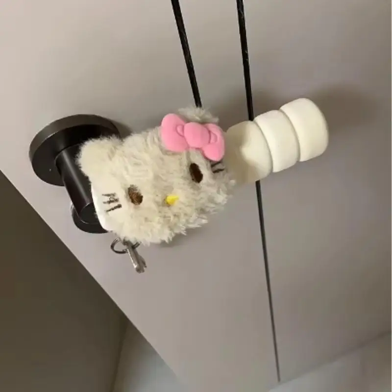 Décoration de chambre Hello Kitty, protection de poignée animée Y2K, jouets familiaux mignons pour enfants, décoration de chambre, cadeau pour fille