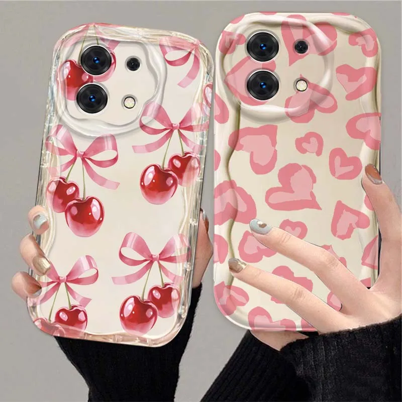 

Cartoon Bow Cherry Love For Xiaomi Redmi 9T 9A 9 9C 10 10C 12 13 13C 14C A2 A1 Plus K30 K40 K60 5G Wave Oil Phone Case