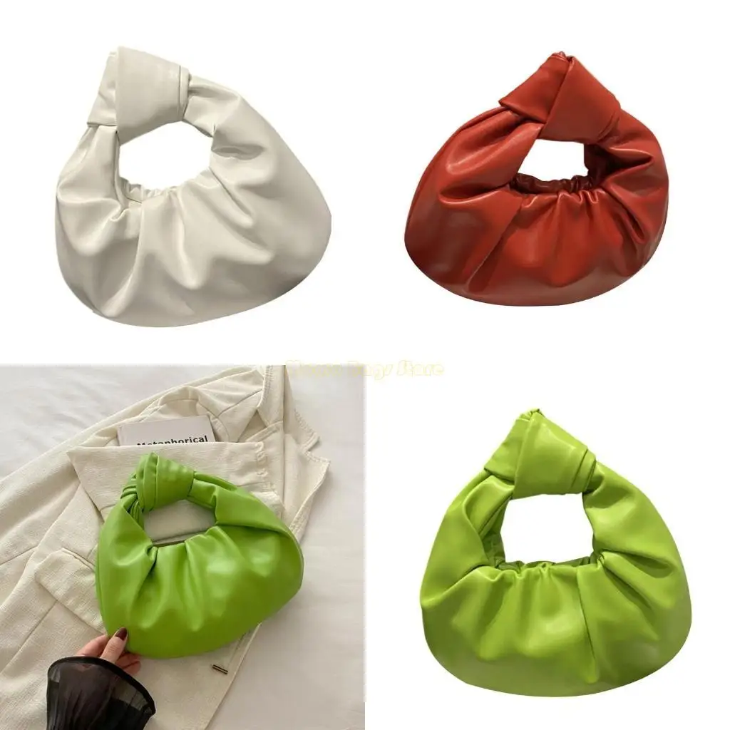 

X90D Knotted Top Handle Handbag Hoboes Bags Ruched Hoboes Dumplings Bag Ladies Clutch