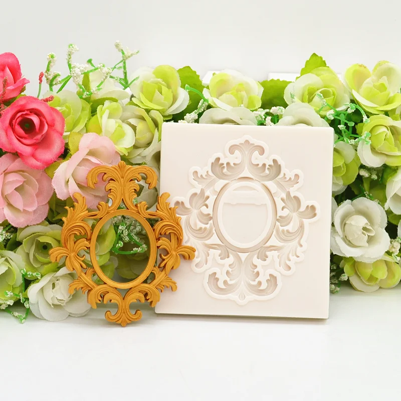 Craft Baroque Scroll Relief Frame Silicone Mold Cake Decorating Tools Fondant Chocolate Candy Gumpaste Mold Cupcake Baking