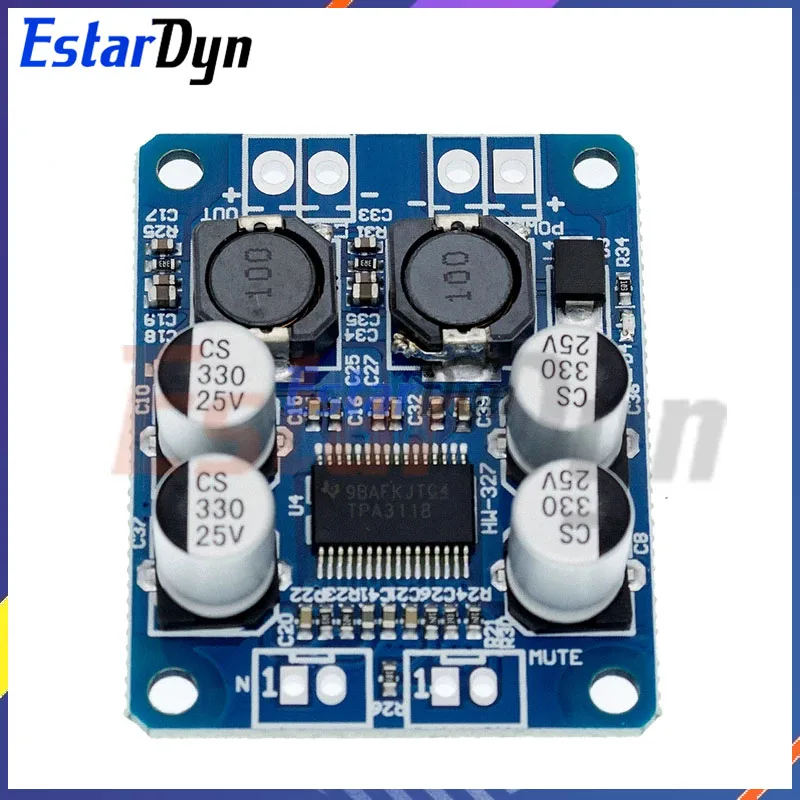 لوحة مضخم صوت رقمي أحادي من Estardyn ، وحدة أمبير ، أصلية ، TPA3118 ، 60W ، 32pin ، DC 12V-24V
