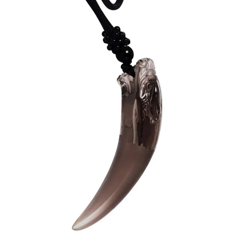 

Natural Obsidian Wolf Teeth Pendant Necklace Fashion Charm Jewelry Lucky Amulet Wholesale