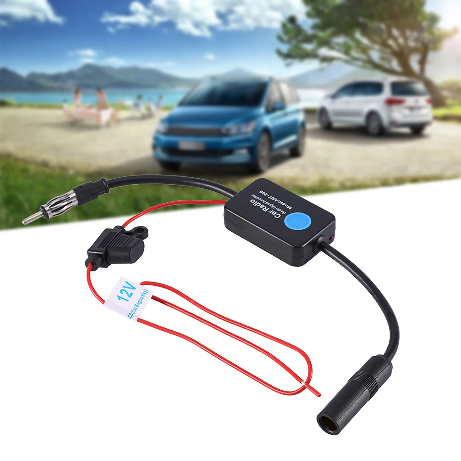 

Car Inline Antenna Aerial Vehicle Mounted Antenna Universal 12V Car FM Radio Aerial Antenna Reception Amplifier Booster