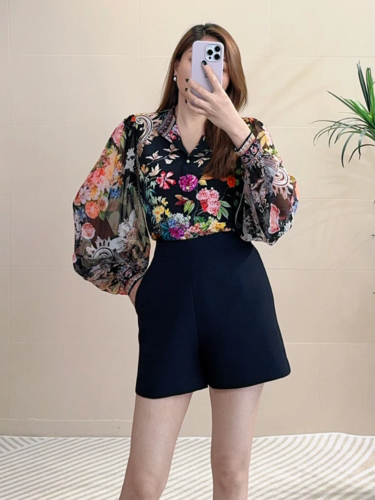 

Tangmi Home 6, Momme, двойная марля, шелковый принт, весна-лето, новый женский роскошный светильник, прямой крой, длинный...