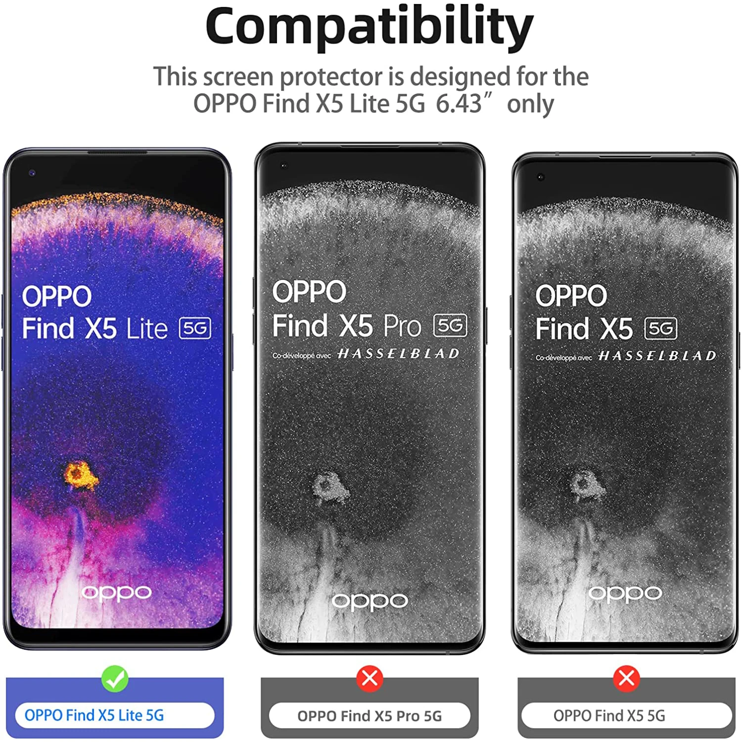 

HD Full Cover Tempered Glass For OPPO Find X5 Lite Film
