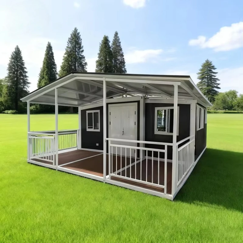 Casa Contenedor Expandible de 40 pies, Prefabricada en Madera y Acero, Estilo Villa Rústica, 2-4 Dormitorios, Fácil Instalación, en Venta para Hotel