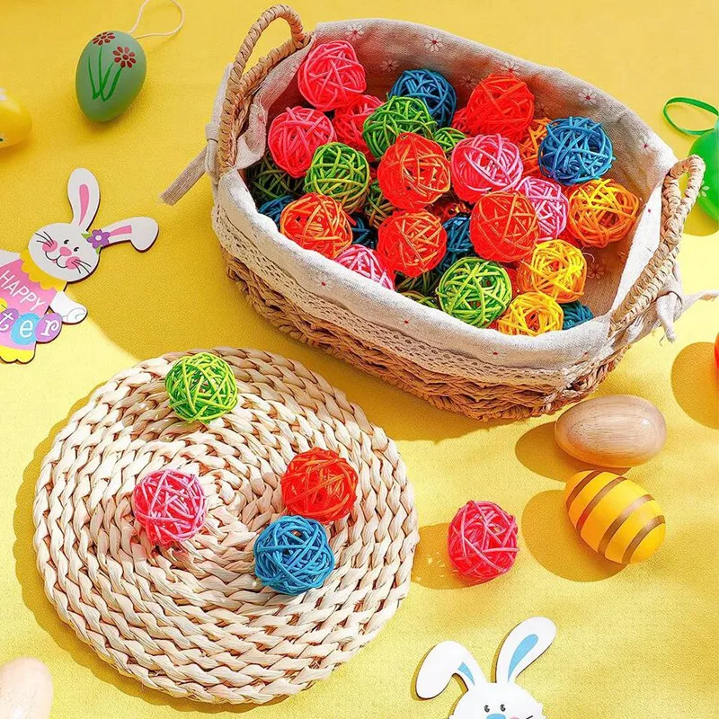 45Pcs Rattan Balls Color Decor Decorative Vase Filler Table Wedding Decoration For Baby Shower Birthday Party,1.6 Inch