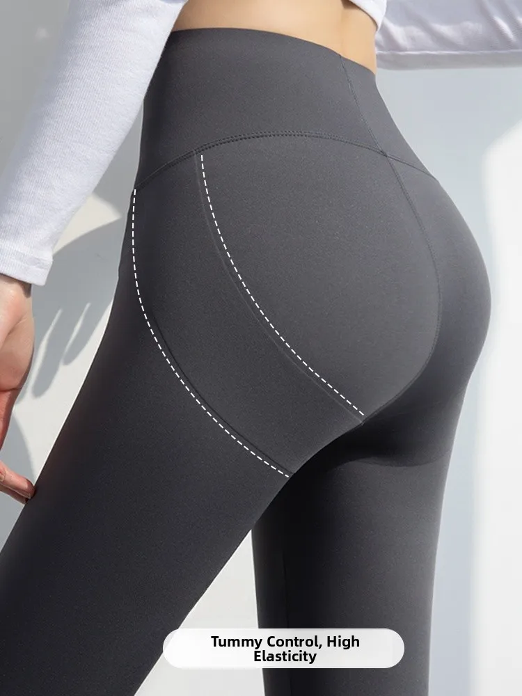 Calça feminina plus size com forro de pele de arca para ioga, detalhe de botão, controle de barriga, levantamento de bunda, calças compridas exclusivas on-line