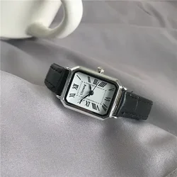 Retro Horloges Klassieke Casual Quartz Wijzerplaat Lederen Band Rechthoek Klok Modieuze Polshorloges Voor Vrouwen Cadeau Polshorloge