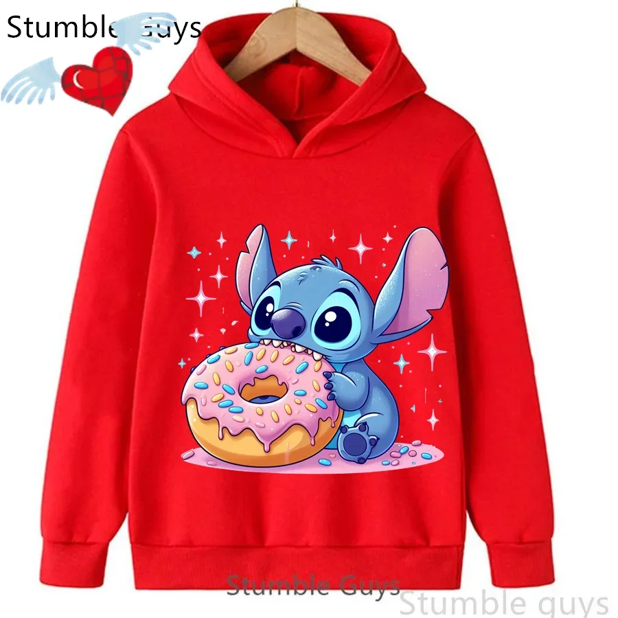 

3-12Y Autumn Disney Kids Stitch Warm Sweatshirt Trucksuit Kawaii Stylish Boys Clothes Girls