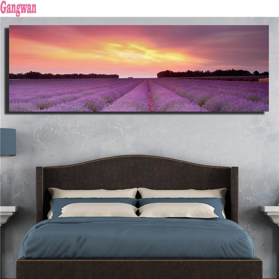 

5D diamond painting cross stitch Lavender field DIY square drill full diamond embroidery mosaic Color Sunset Scenery large decor