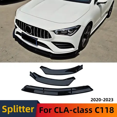 For Mercedes Benz CLA C118 W118 2020-2023 Front Bumper Lip Spoiler Protector Splitter Air Dam Trim Tuning Accessories Body Kit