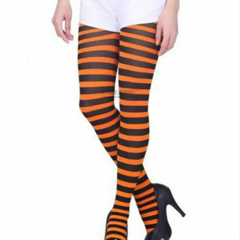 Womens Halloween Tights Party Cosplay Striped Elastic Pantyhose Autumn Winter Xmas Club Clown Stockings Multicolor Hosiery