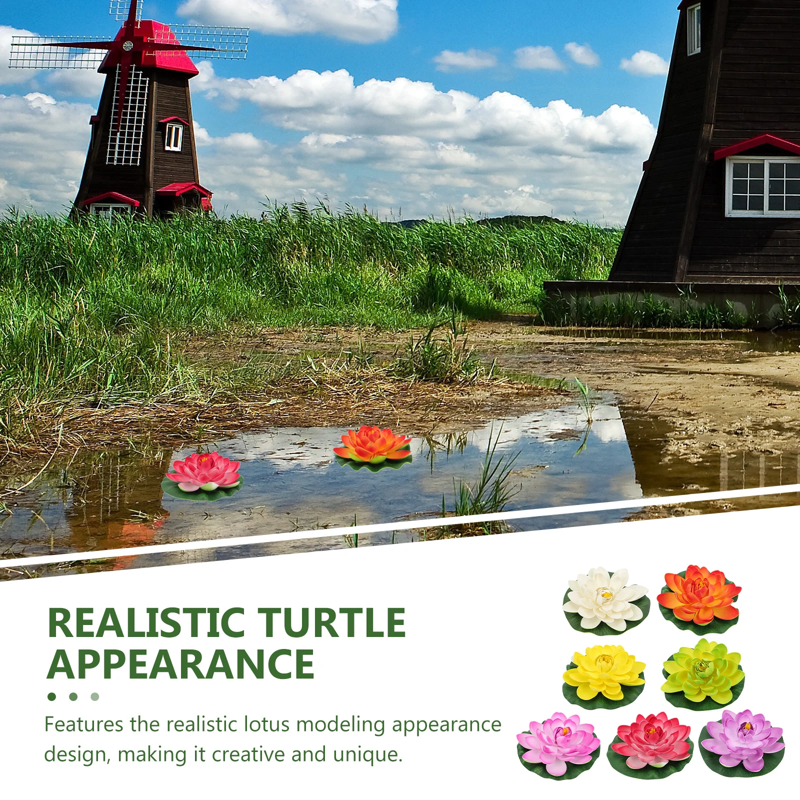 

7Pcs Artificial Lotus Floating Flowers Plastic Water Lily Pool Decor Realistic Simulation Plant for Garden Patio Pond Ornament