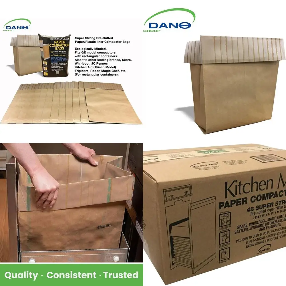 

48-Count Heavy-Duty Compactor Bags | Pre-Cuffed, Kitchen-Grade, Liners for Paper and Plastic Waste