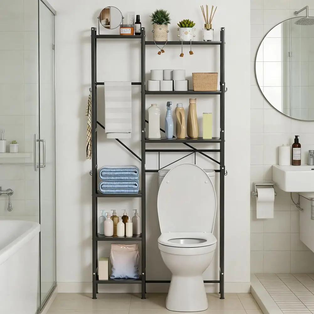 Bathroom shelf, 3-Tier Over The Toilet Shelf, Bathroom Organizer Adjustable Storage Shelf Space Saver Rack for Restroom Laundry