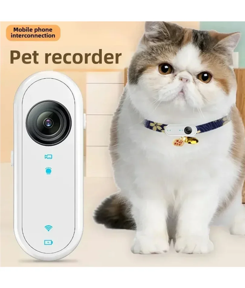 Cat Camera Collar with 32G Card, HD 1080P WiFi App Dog Collar, USB Rechargeable Adjustable Pet Camera Cam Christmas Gift
