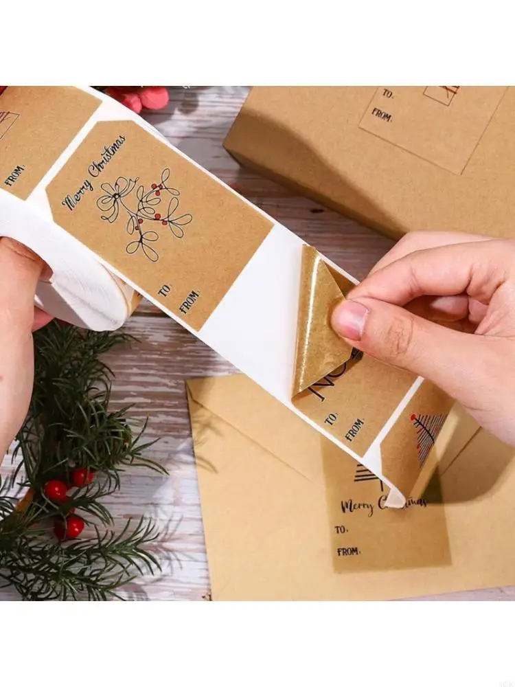 

200Pcs Christmas Decorative Sticker 5x7.5cm for Seal Envelope Card Holiday Gift N0HC
