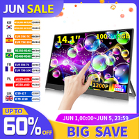 14.1 Inch Touch Screen Portable Monitor 100%sRGB 400cd/m2 Gaming Computer Expand Display For XBox PS4/ 5 Switch Loptop