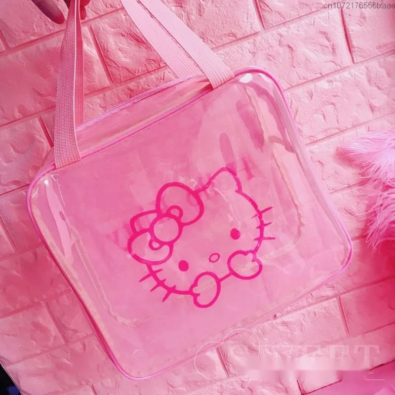 Sanrio Hello Kitty Cartoon Cute Swimwear Storage Bag Y2k Women Transparent Makeup Wash Bag Travel Bath Bag Waterproof Bath Bag