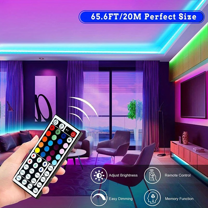 LED Light with Wireless Remote Control, USB Power Supply, Suitable for TV Background, Room Environment, and Party Decoration