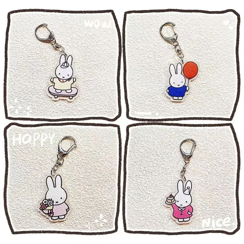 

New Kawaii Miffy Rabbit Cute Acrylic Keychain Bag Pendant Decoration Student Personalized Gift Children's Toy