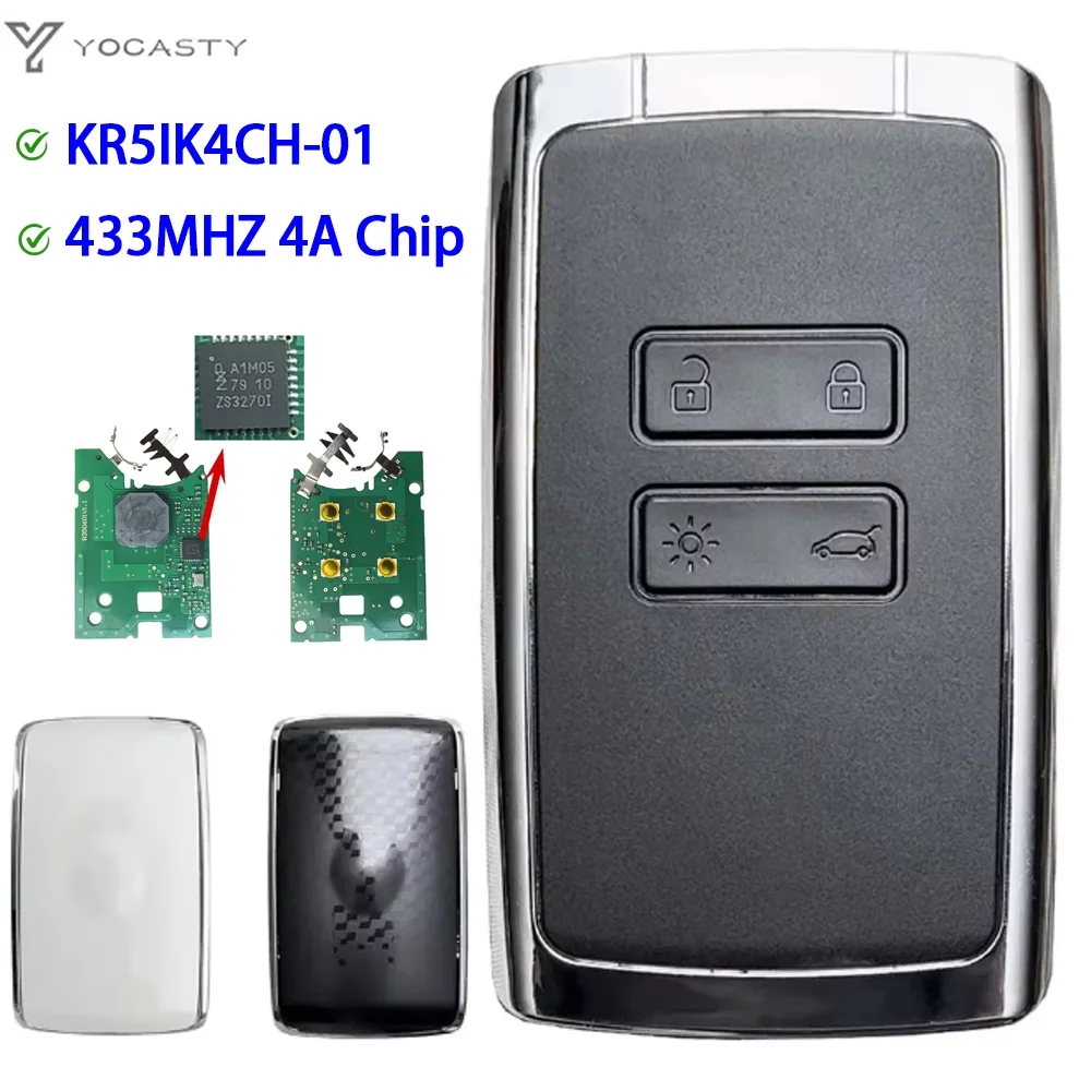 YOCASTY 285977147R For Renault Megane4 Espace5 Kadjar Talisman 2016 - 2019 Smart Keyless Key PCF7953M 4A Chip 434Mhz KR5IK4CH-01