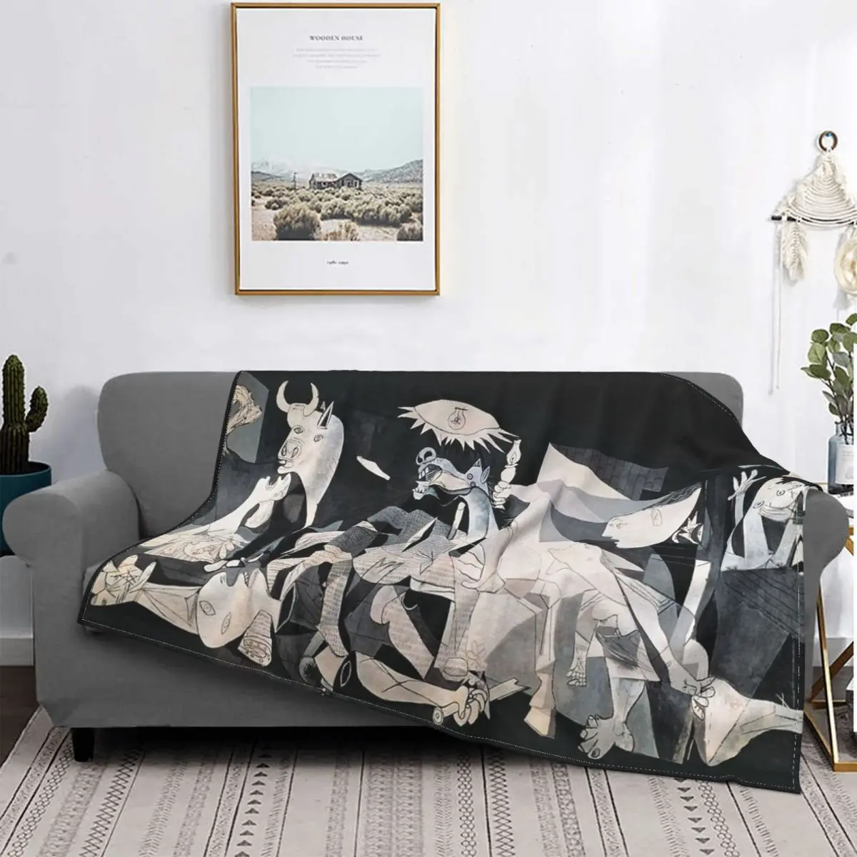 Pablo Picasso Guernica Flannel Blanket Surrealism Art Awesome Throw Blanket for Home 125*100cm Quilt