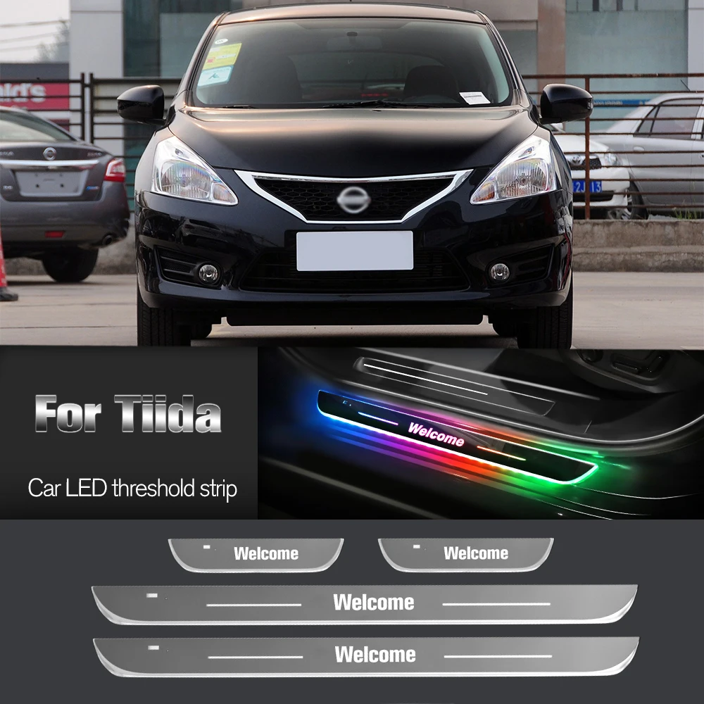 

Car Door Sill Light For Nissan Tiida C11 C12 C13 2004-2018 2007 Customized Logo LED Welcome Threshold Pedal Lamp Accessories