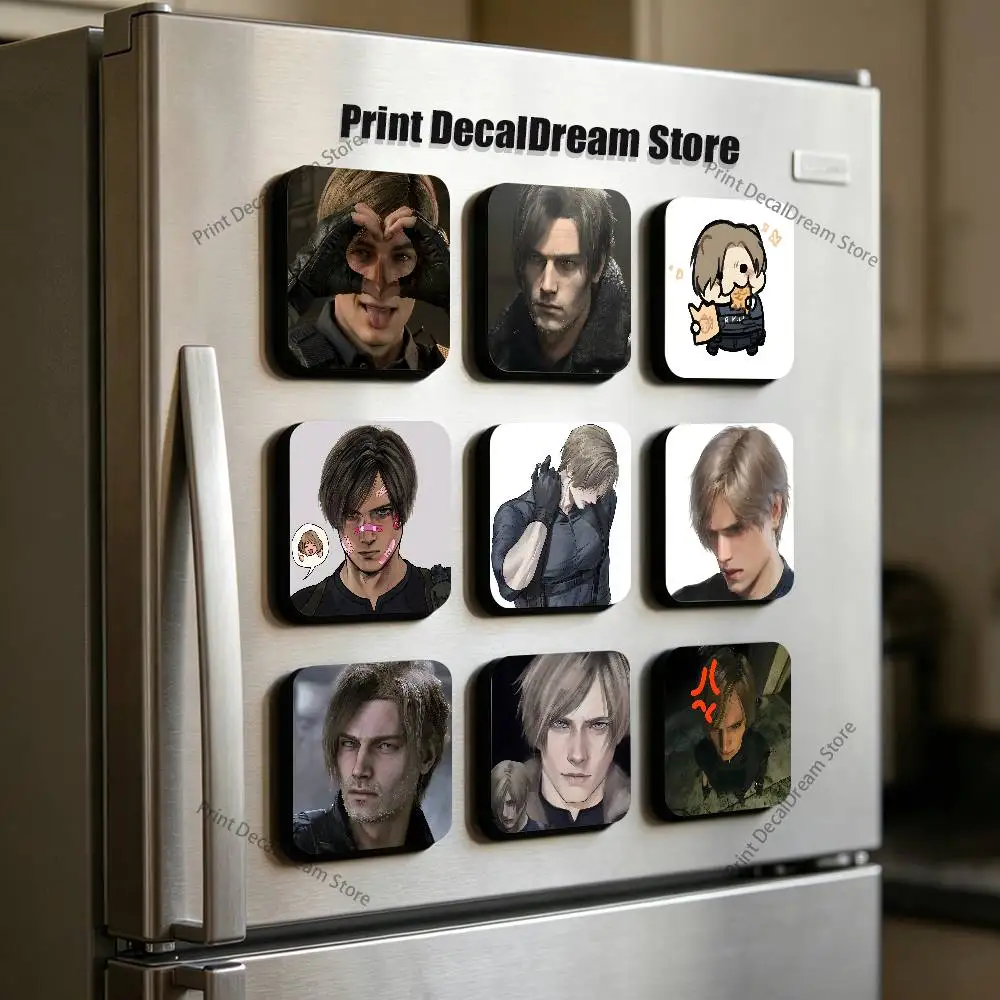 RE9 Leon R-Resident Cute Cartoon Anime Refrigerator Magnets Soft Magnetic Heat Transfer Refrigerator Magnets Gift